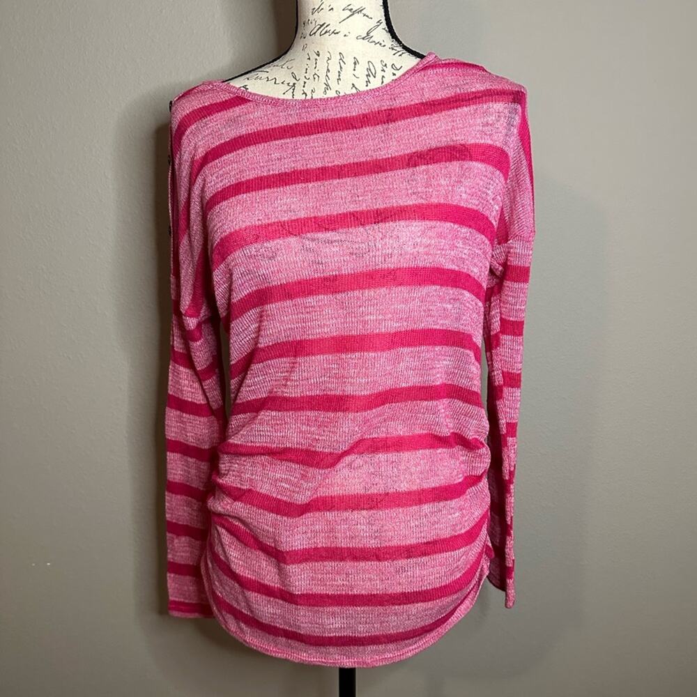Motherhood Maternity Pink Striped Long Sleeve Pullover Top Women’s Medium